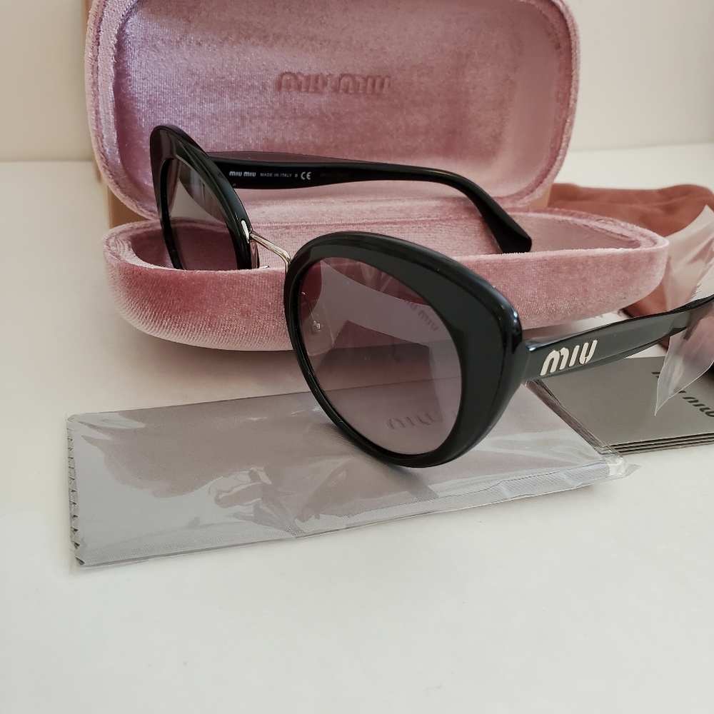MIU MIU Gradient Grey Mirror Butterfly Sunglasses